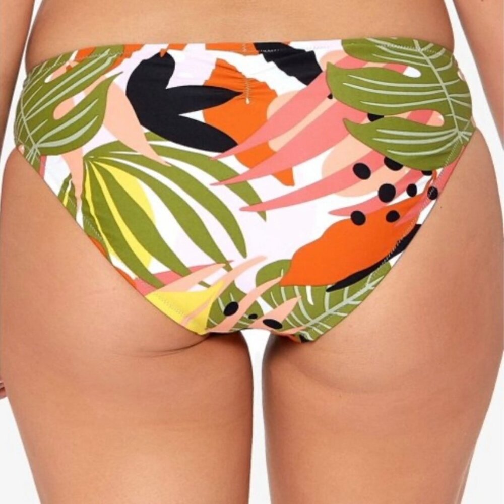 Bar III Swimwear Ruched Bikini Bottom Women's Bikini Tropical Print Size S - Picture 2 of 5